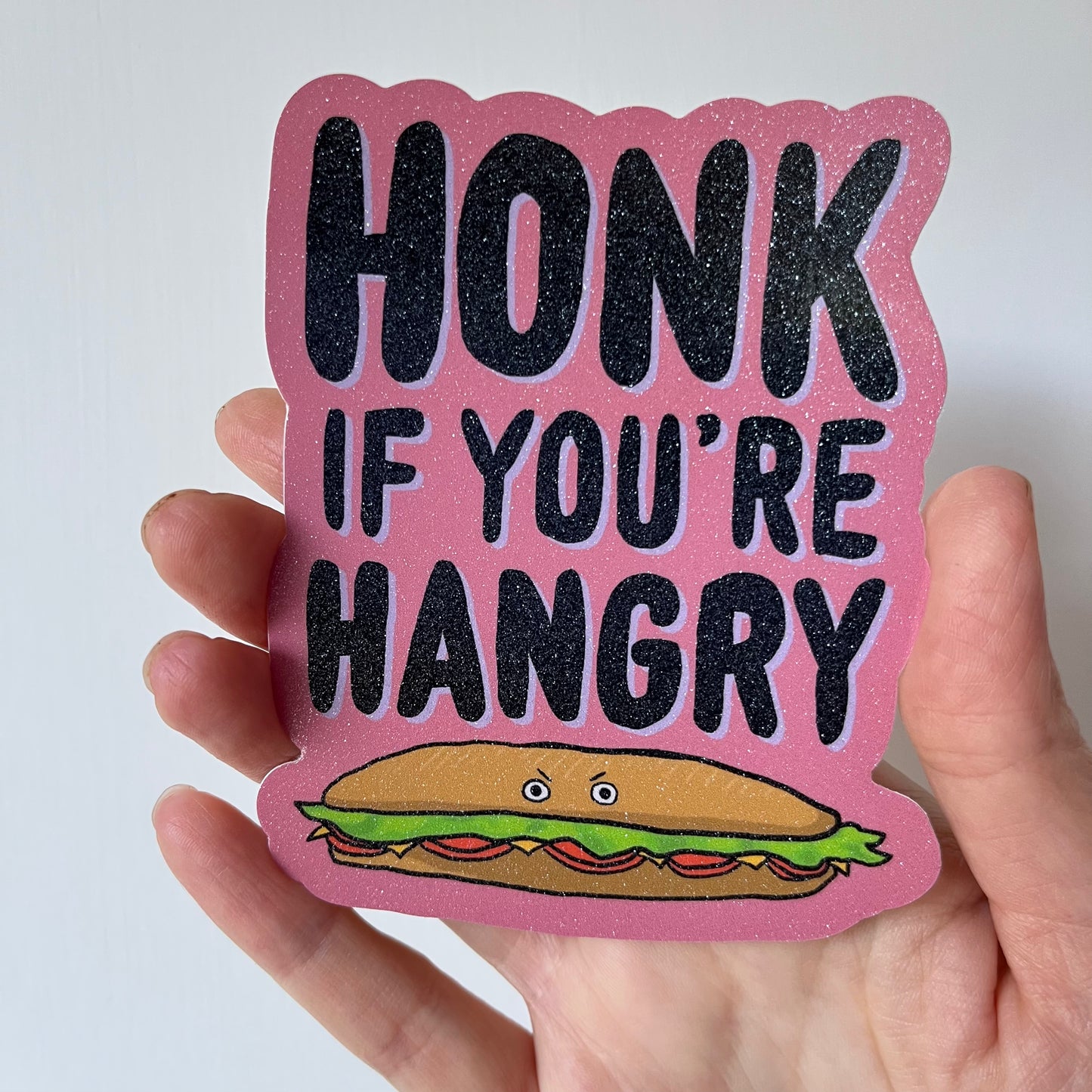 Honk if You're Hangry Glitter Sticker