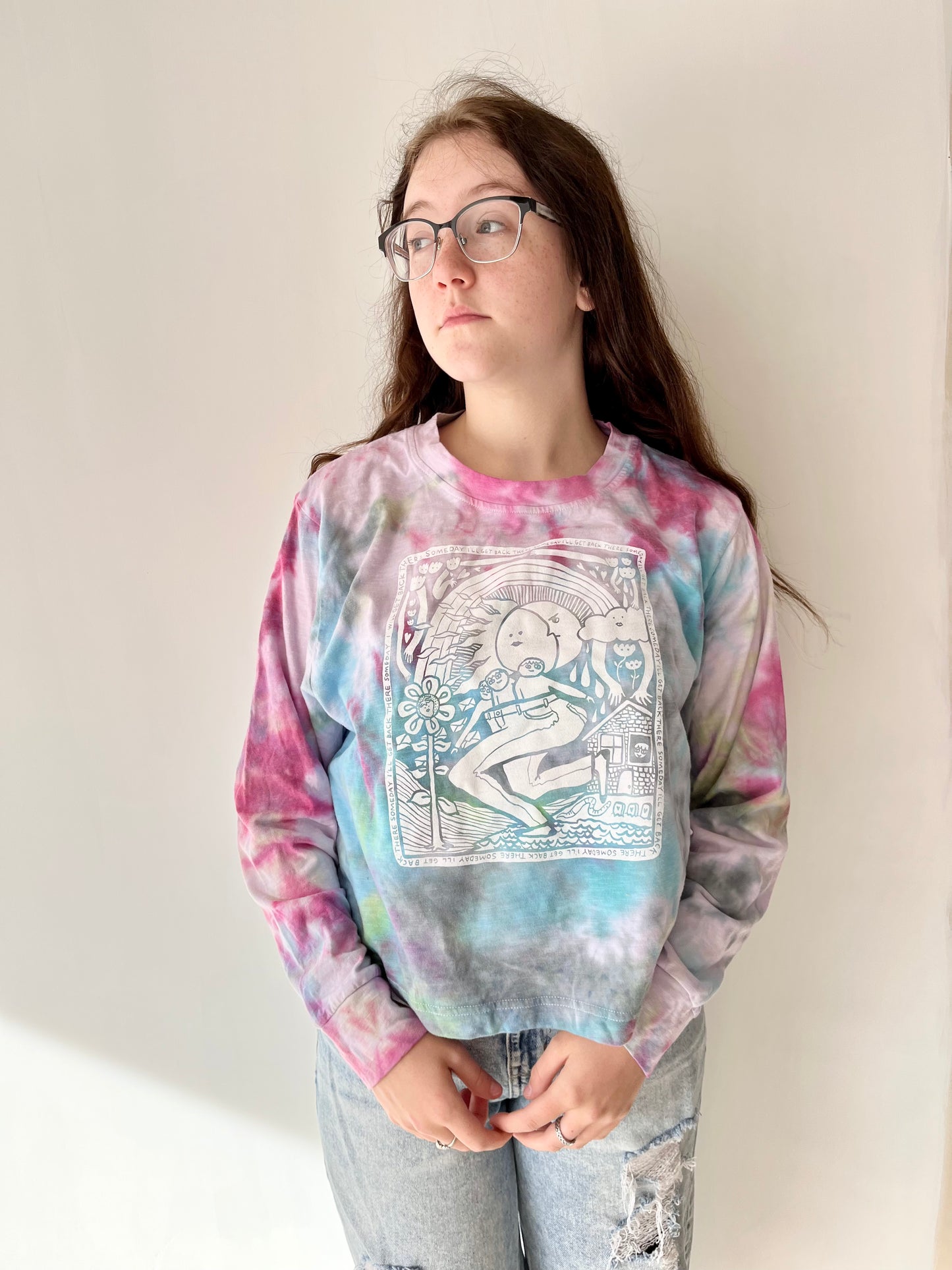 Someday I'll Get Back There Long Sleeve Crop Tie Dye (XL only)