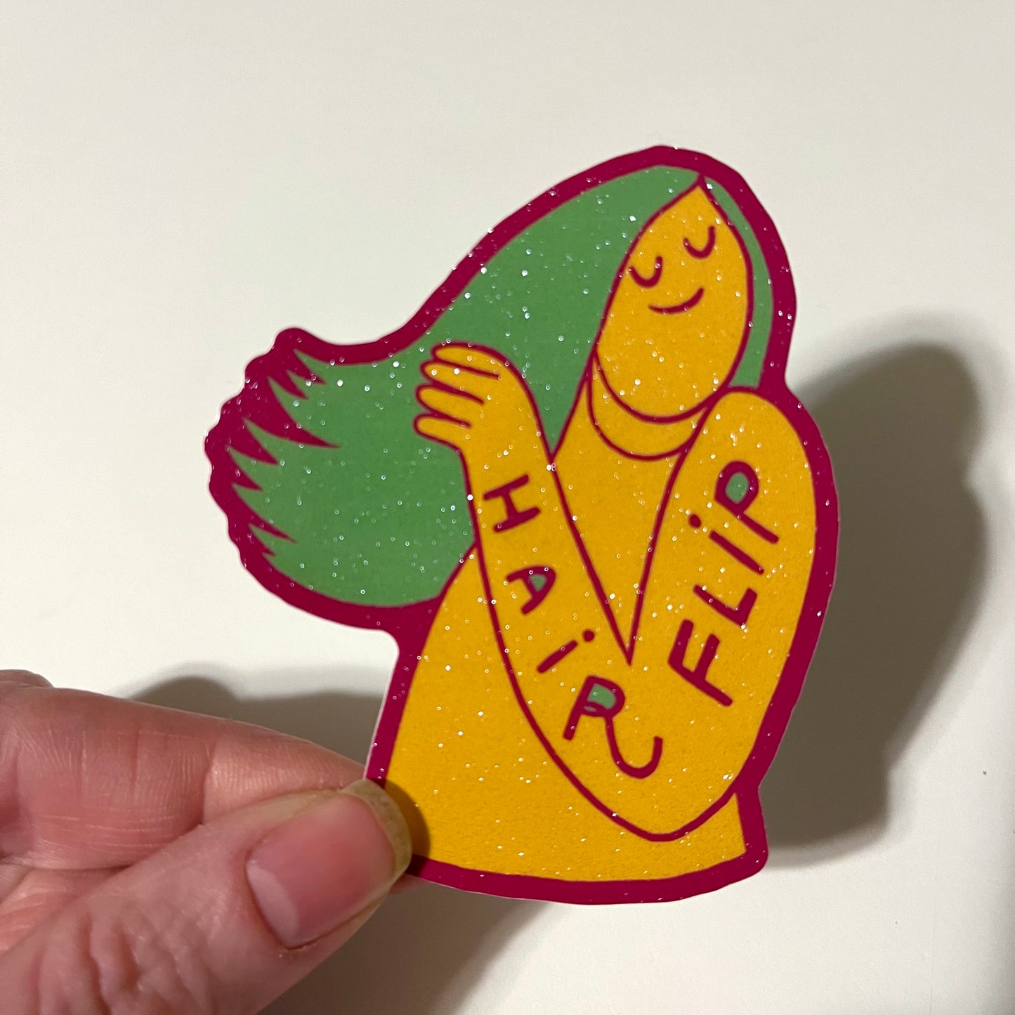 Hair Flip Glitter Sticker