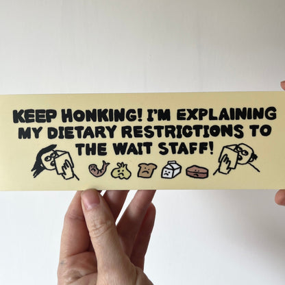 Dietary Restrictions Bumper Sticker