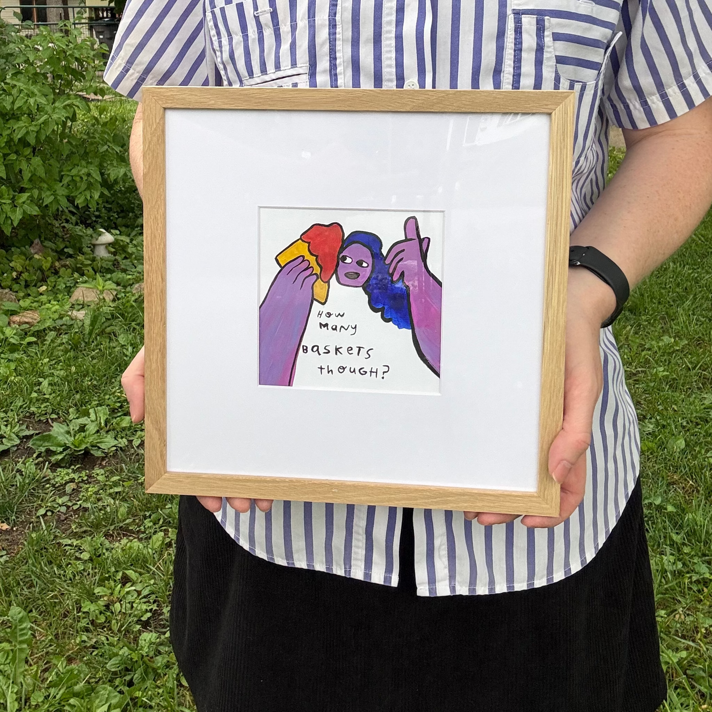 Original Painting "How Many Though?" 11"x11" framed (5"x5" art)