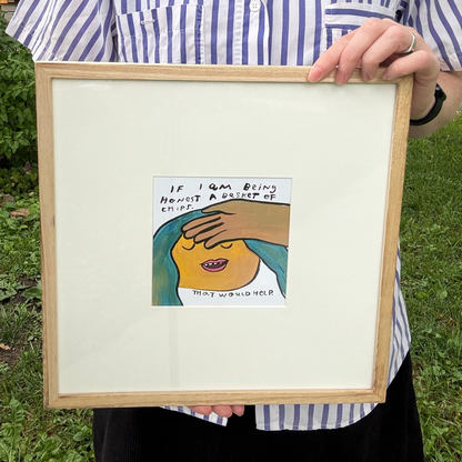 Original Painting "How Can You Help?!" 12.75"x12.75" framed (5"x5" art)