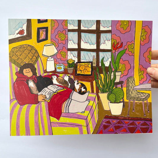 Cats and a Book 8x10" Print