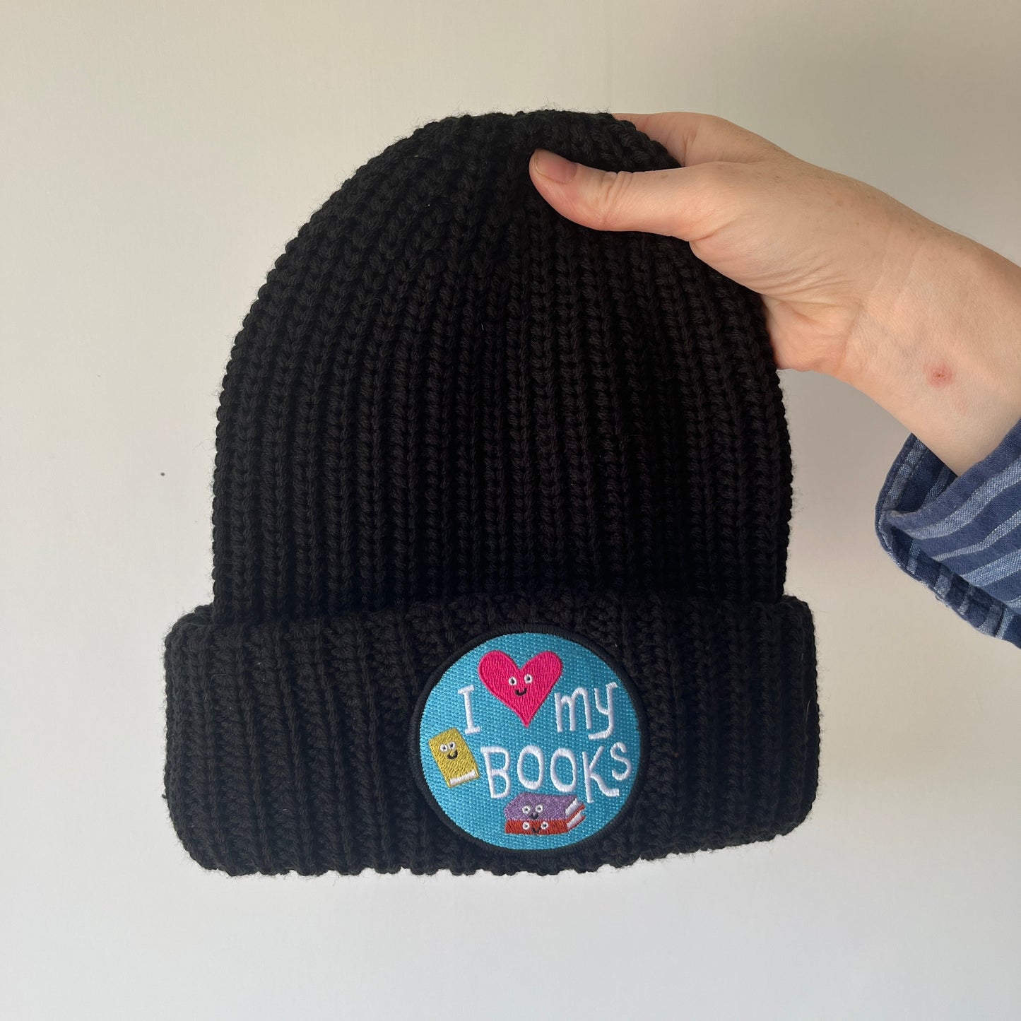 I Love My Books Patch Chunky Beanie