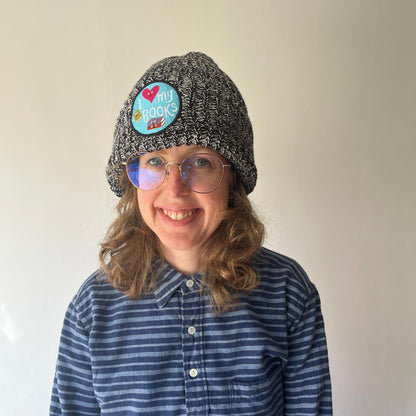 I Love My Books Patch Chunky Beanie