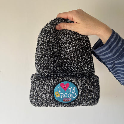 I Love My Books Patch Chunky Beanie