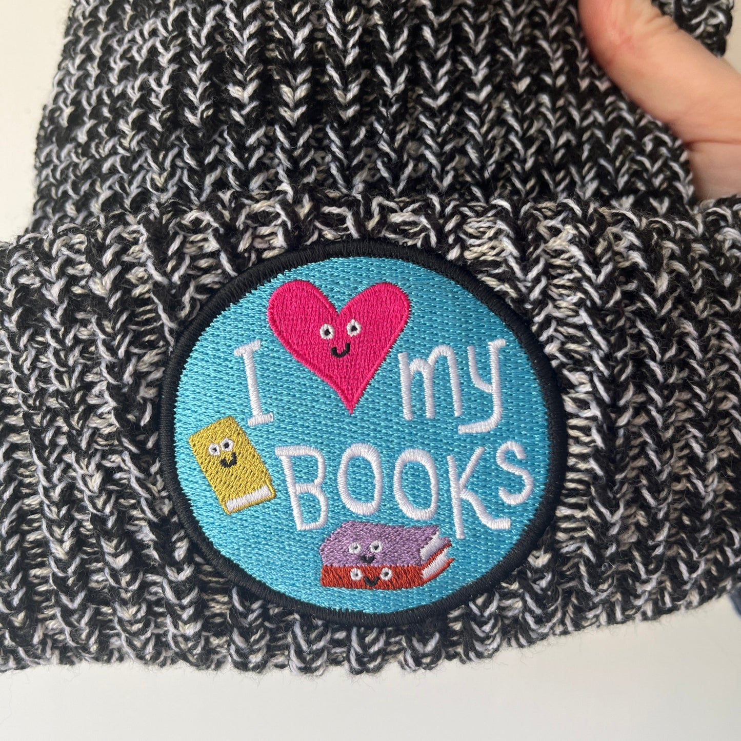 I Love My Books Patch Chunky Beanie