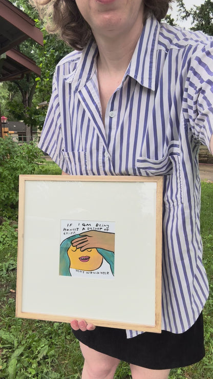 Original Painting "How Can You Help?!" 12.75"x12.75" framed (5"x5" art)