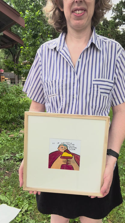 Original Painting "Pretty Spicy?" 12.75"x12.75" framed (5"x5" art)
