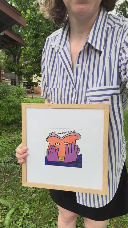 Original Painting "Holey Moley" 11"x11" framed (5"x5" art)