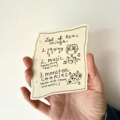 List of Real Things Sticker