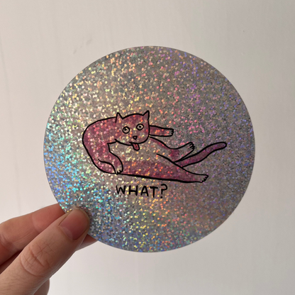 What Cat Super Sparkle Sticker