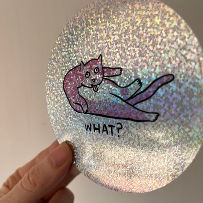 What Cat Super Sparkle Sticker