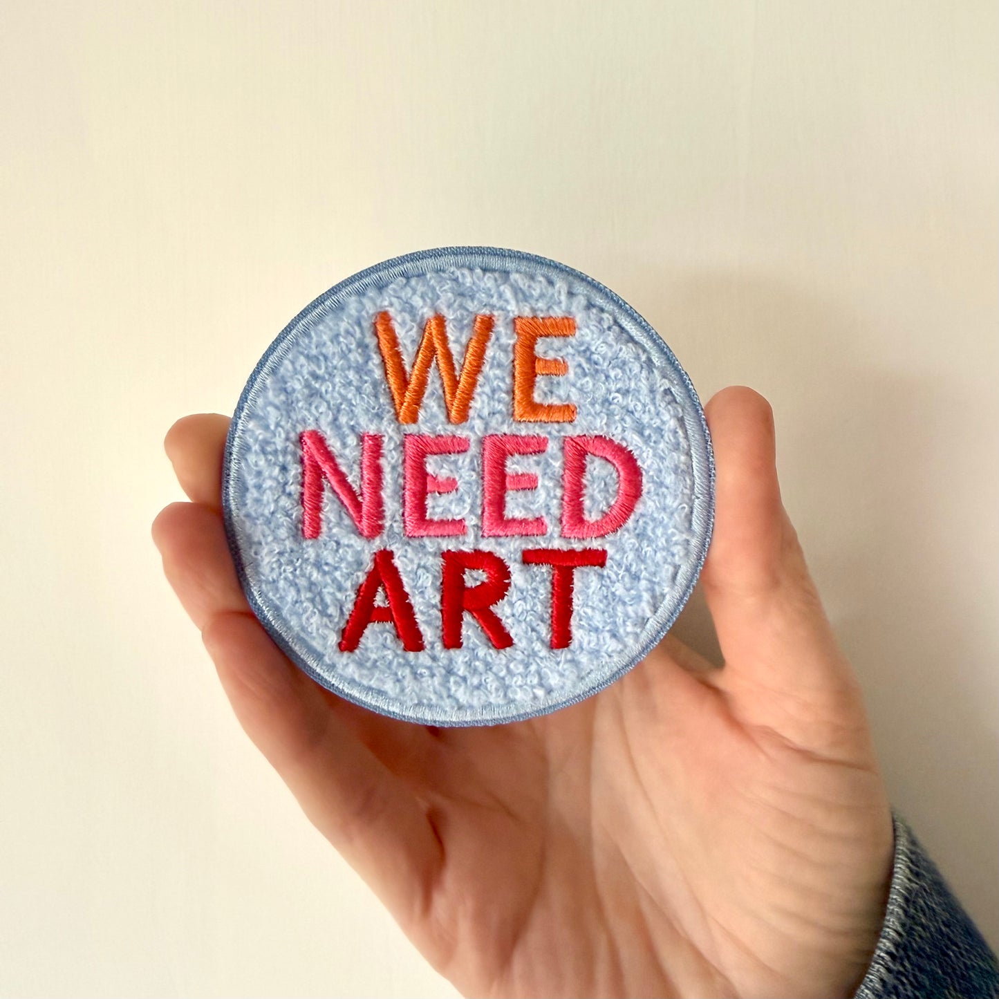 We Need Art Fuzzy Chenille 3" Embroidered Patch (Blue)